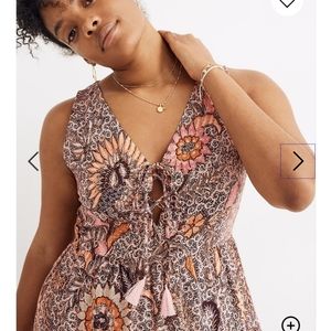 Lace-Up Ruffle-Hem Midi Dress in Bali Blooms